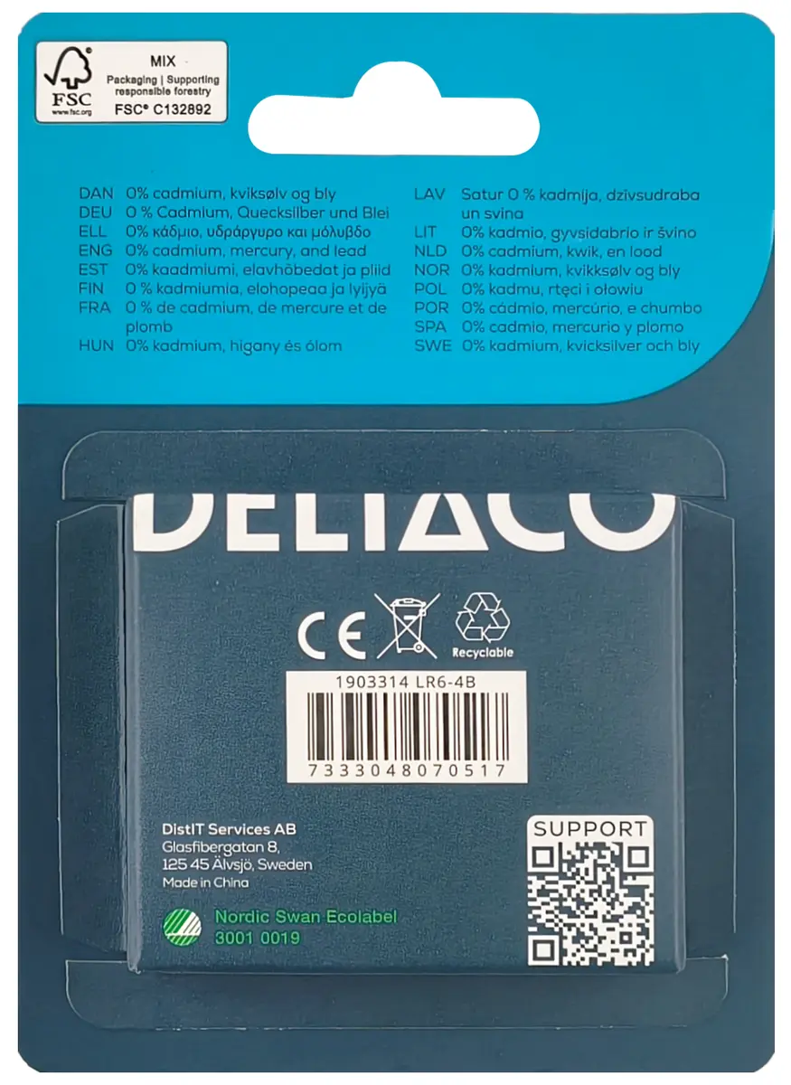 DELTACO LR6-4B AA Alkaline Battery Photo 2