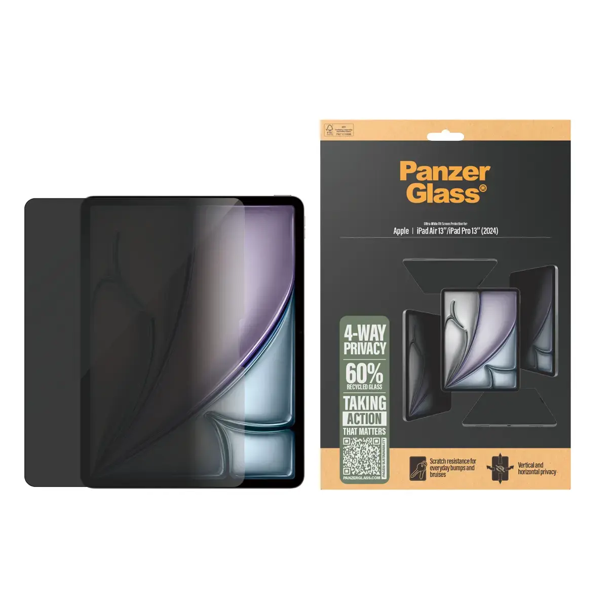 PanzerGlass ® 4-Way Privacy Screen Protector iPad Air 13" (2024-2025) | iPad 13" Pro (2024-2025) | Ultra-Wide Fit PG49102 Photo 2