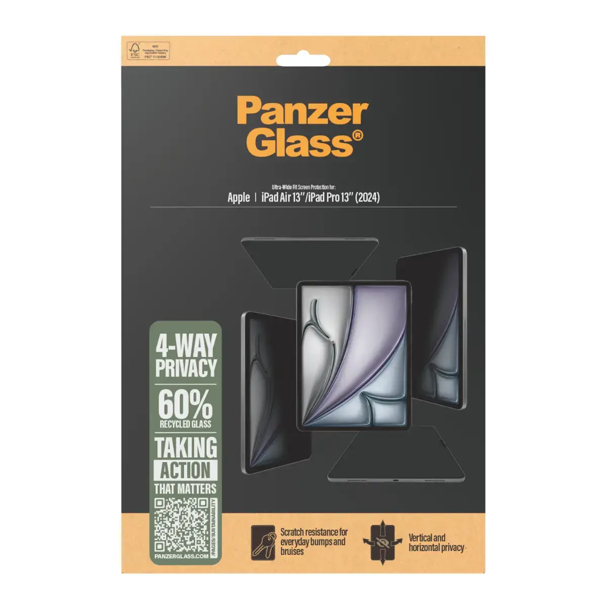 PanzerGlass ® 4-Way Privacy Screen Protector iPad Air 13" (2024-2025) | iPad 13" Pro (2024-2025) | Ultra-Wide Fit PG49102 Photo 3
