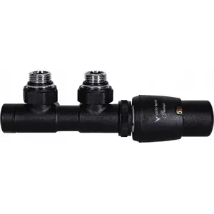 Radiator valve set Varioterm Twins right, black structural finish, model TSGS0214CFK/P