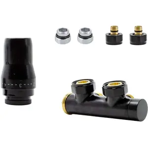 SCHLOSSER plumbing set DUO-PLEX 3/4" x M22x1.5 left and right nipples, supply depth, brass PEX fittings – matte black