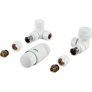 Thermostatic valve set Perfexim PHA-037W axial left white with fittings