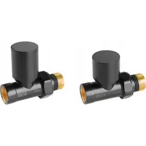 Radiator Decorative Valve Set FERRO ZGB30BL, straight design, black finish