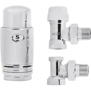Thermostatic Radiator Valve Set INVENA CD-79-K15, angled 1/2", chrome