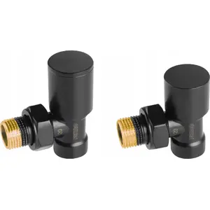 Corner decorative radiator valve set FERRO ZGB31BL, black, angled connection