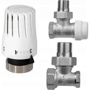 Thermostatic Radiator Valve INVENA IECD-74-K15 angled with presetting and mini thermostatic head