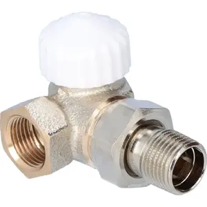 Thermostatic angle valve, left, white — Heimeier model 3713-02.000