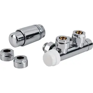 Thermostatic valve set Perfexim PHA-036 angled chrome — integrated radiator control