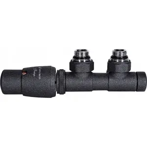 Radiator valve set Varioterm Twins left, black structural finish, model TSGS0214CFK/L