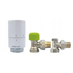 Thermostatic radiator valve set IMI ECON angular, white, square rosettes, PONY actuator, GW1/2 x GZ1/2