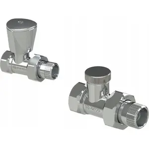Radiator valve set ARCO TEIDE PLUS straight supply and return 1/2G male x 1/2G female polished chrome (503565 + 507565)