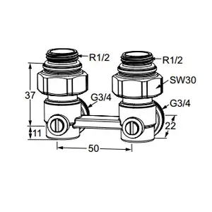 Angled connection set Heimeier Vekotrim 1/2" – plumbing fitting, model 0565-50.000