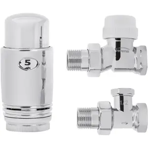 Thermostatic Radiator Valve Set INVENA CD-79-P15 chrome 1/2" simple