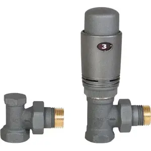 Thermostatic angled radiator valve INVENA CD-80-K15 1/2" graphite
