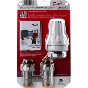 DANFOSS divu elementu taisns radiatora komplekts ar RAE-K pavarotni un VKO pieslēguma moduli paneļu radiatoriem