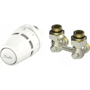 DANFOSS 2-piece Regus M30x1.5 set with RLV-KB 1/2" angled valve (thermostatic valve components)