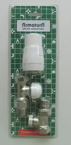 Thermostatic radiator valve set kfa² 1/2" model 757-000-07-BL, angled/straight connection options