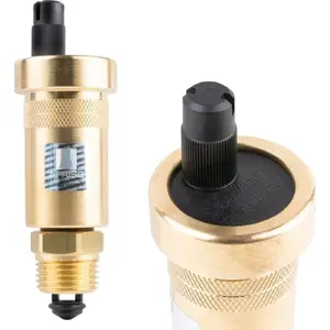 Automatic vertical air vent Afriso PrimoVent G3/8 with Aquastop and shut-off valve R1/2 (S)A