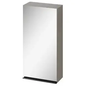 Bathroom mirror cabinet CERSANIT Virgo 40, model S522-012, 40 cm width, gray finish, black handle, pre-assembled