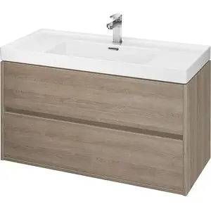 Bathroom vanity cabinet CERSANIT Crea 99.4 cm oak — under-sink storage unit