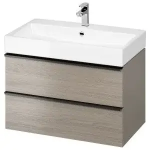 Washbasin cabinet CERSANIT Virgo 80, grey, 80 cm, black handle, model S522-029