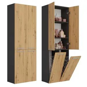 Topeshop NEL 2K DD ANT/ART KP шкафчик для ванной комнаты Графит, Дуб
