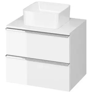 Bathroom cabinet with top CERSANIT S522-040 Virgo 60 cm white with chrome handle assembled
