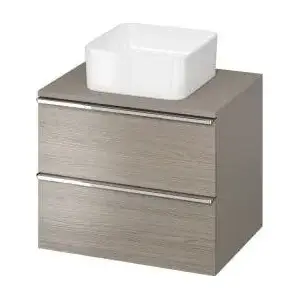 Bathroom cabinet with top CERSANIT Virgo 60 cm S522-022, grey, chrome handle, pre-assembled