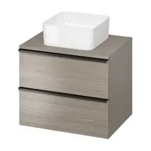 Bathroom cabinet with countertop CERSANIT Virgo 60 cm, grey body, black handle (S522-023)