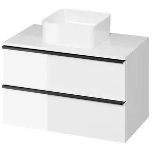 Bathroom vanity cabinet CERSANIT Virgo 80 with countertop, white, black handle, model S522-027