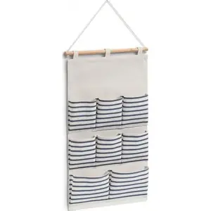 Навесной шкаф ZELLER Stripes с 8 отсеками, хлопок/полиэстер, синий, 35x60 см
