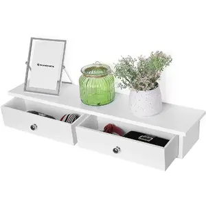 Настенная полка-шкаф Selsey 65x15x10 см с ящиками, белая