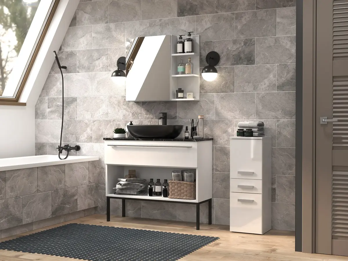 Topeshop NEL V DDS BIEL POŁ bathroom storage cabinet NEL V DDS BIEL POŁ Photo 2