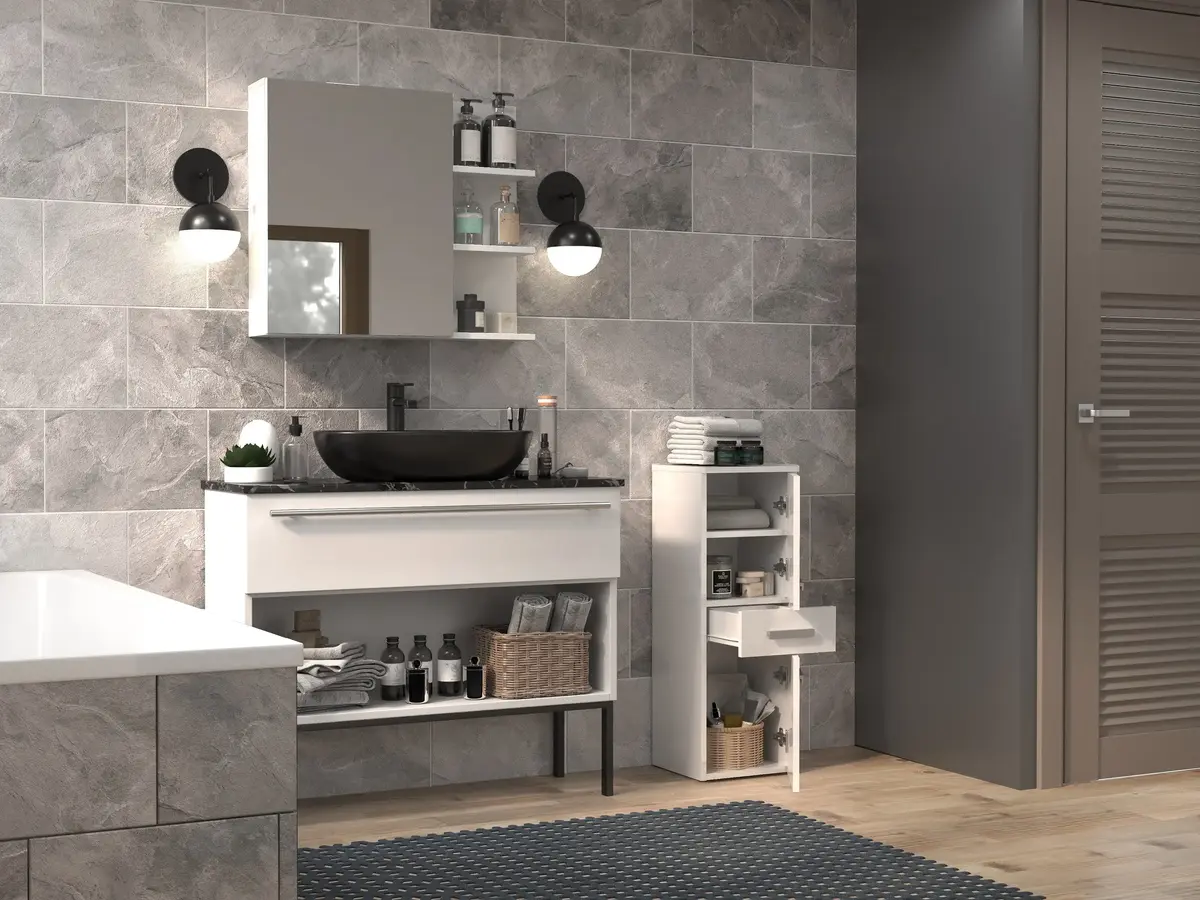 Topeshop NEL V DDS BIEL POŁ bathroom storage cabinet NEL V DDS BIEL POŁ Photo 3