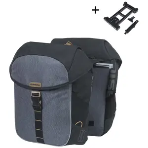 Двойная сумка-паньер Basil Miles Tarpaulin 34 л, MIK System, 100% водонепроницаемая, black slate