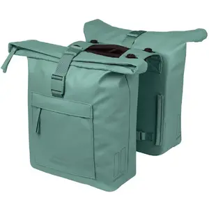 Велосумка Basil Brooklyn двойная 41 л с MIK Hooks System, водонепроницаемая, silvergreen
