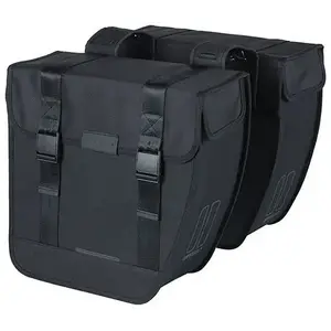 Basil Tour Double Pannier Bag XL 35L — двусторонняя городская сумка-переноска, Universal Bridge System, водонепроницаемая, чёрная