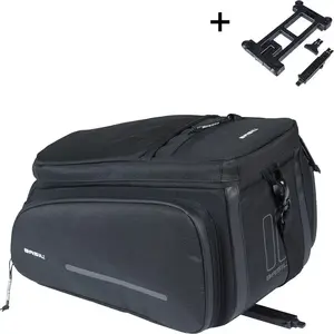 Сумка на багажник Basil MOV TRUNK BAG с адаптером MIK, 10–26 л, водонепроницаемая, черная