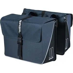 Двойная городская сумка-понье Basil FORTE DOUBLE BAG 35L с Universal Bridge System, водонепроницаемая тент и полиэстер, тёмно‑синяя/чёрная