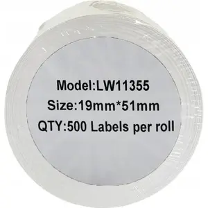 Этикет-лента Dymo LW 11355 заменитель 19 мм x 51 мм, чёрный текст на белой ленте, 500 шт (ZDL-LW11355)