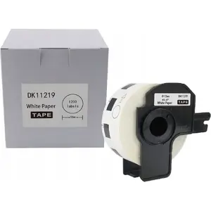 Etiķešu lenta Brother DK-11219 12 mm — 1200 gab., melns uz balta (aizstājējs)