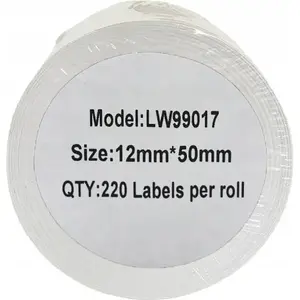 Etiķešu lente Dymo LW 99017 12 mm x 50 mm 220 gab. melna uz baltas, nomaiņas ruļlis