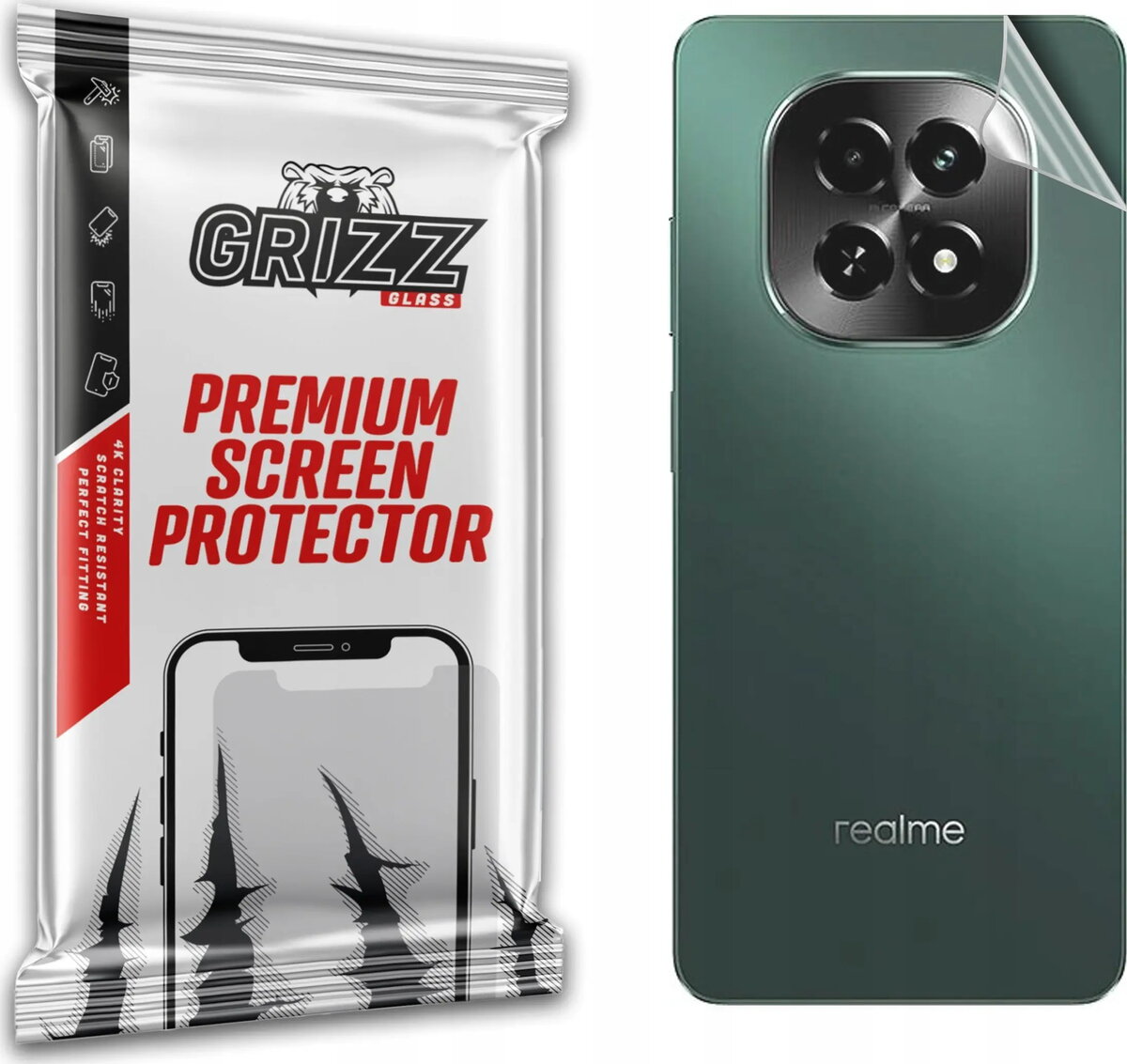 Aizmugures aizsargplēve GrizzGlass SatinSkin priekš Realme