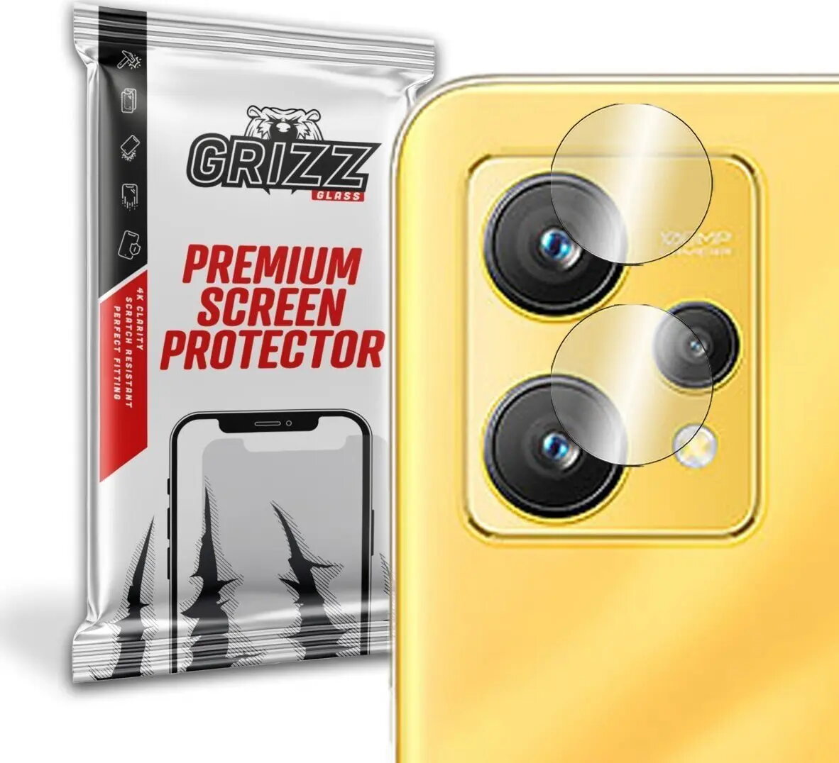 Hibrīdais kameras aizsargs GrizzGlass priekš Realme