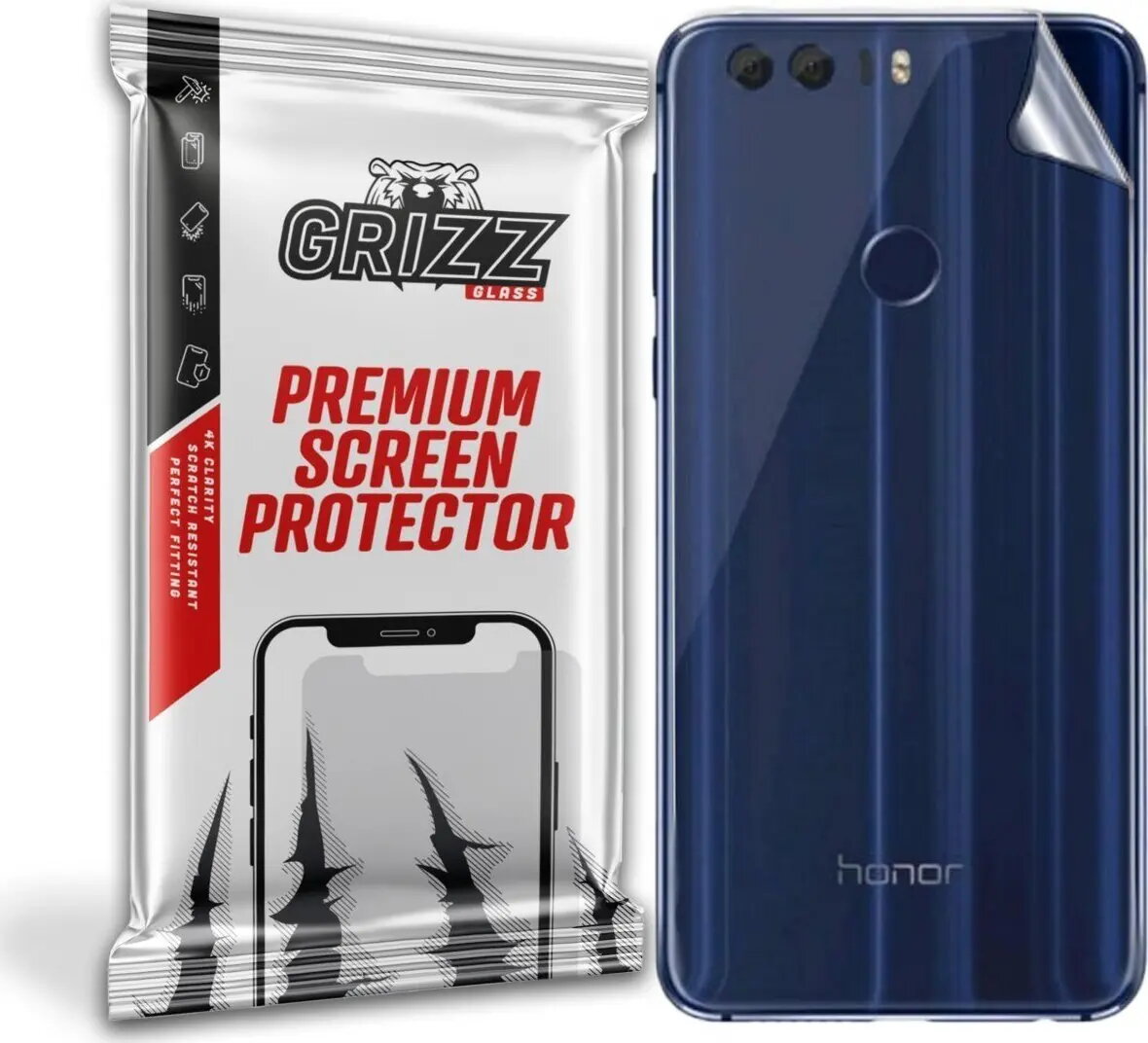 GrizzGlass aizmugures stikla aizsargplēve priekš Honor