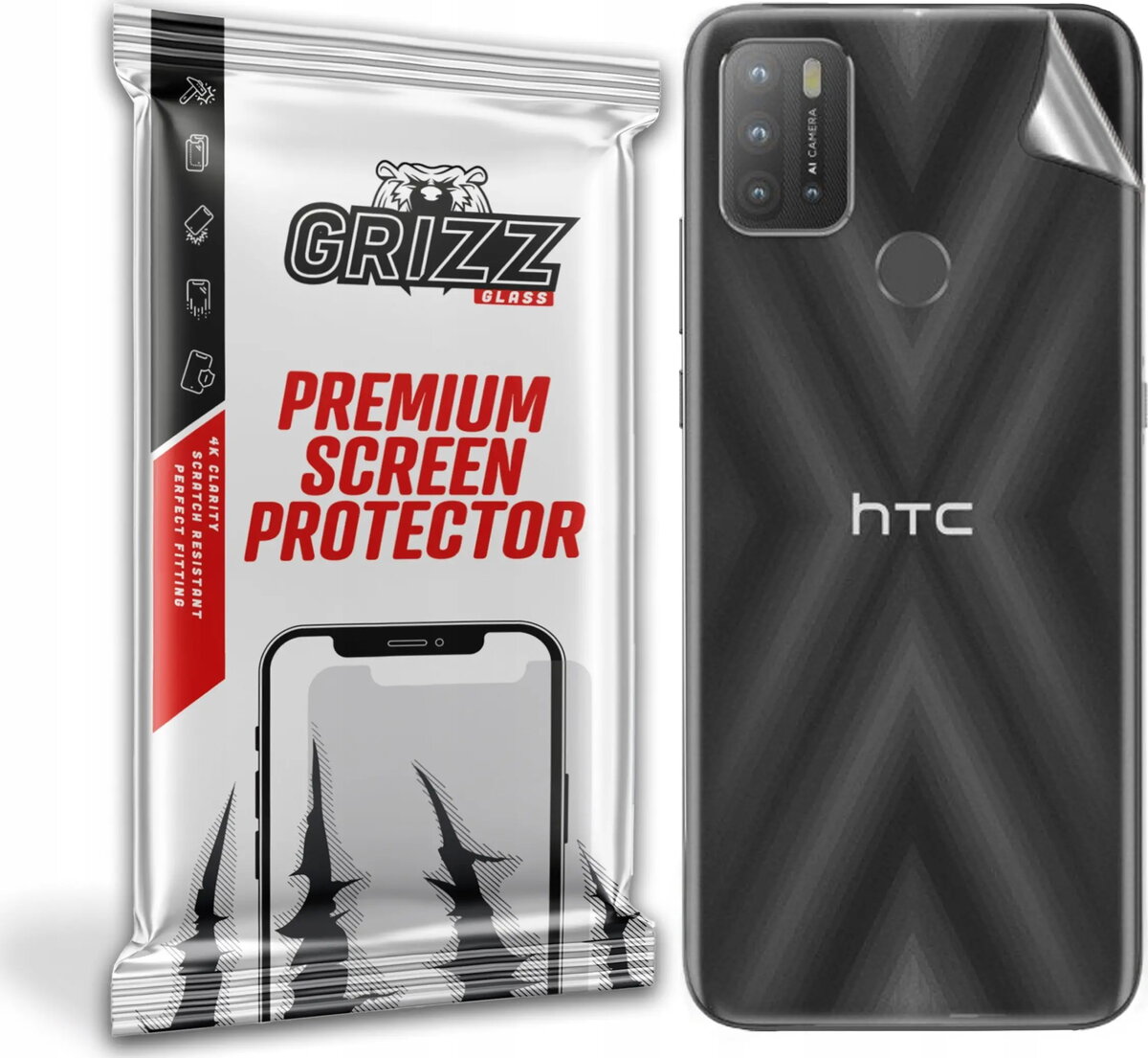 Aizmugures aizsargstikls GrizzGlass priekš HTC Wildfire