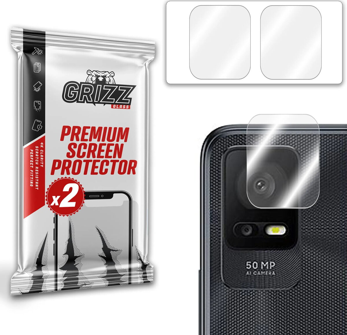 Kameras aizsargstikls GrizzGlass HybridGlass priekš TCL