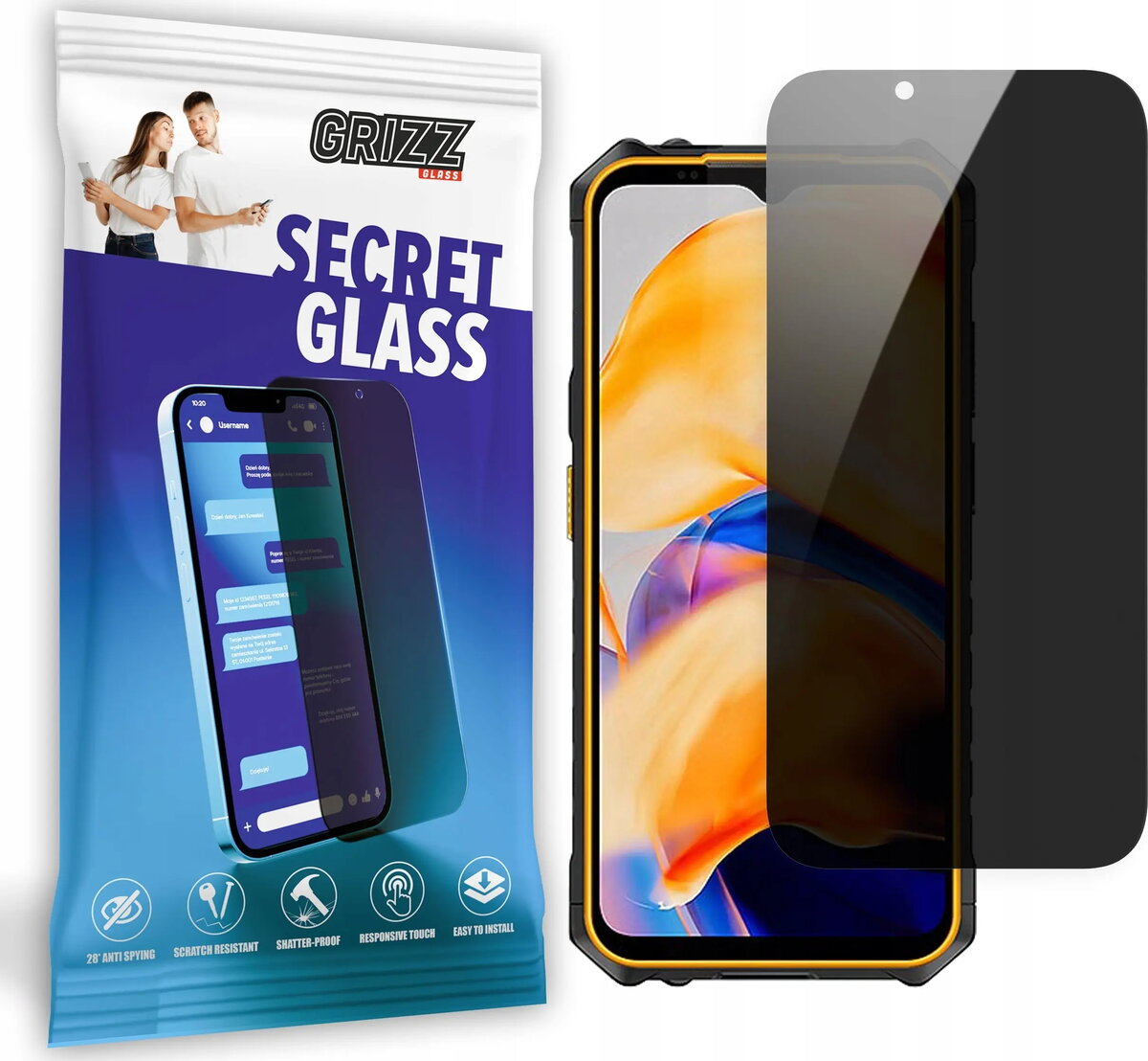 Rūdīta privātuma aizsargstikla pārklājums GrizzGlass SecretGlass