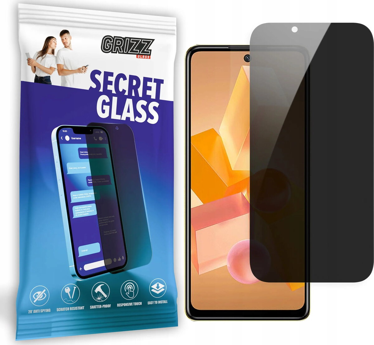 Privātuma stiprināts aizsargstikls GrizzGlass SecretGlass priekš
