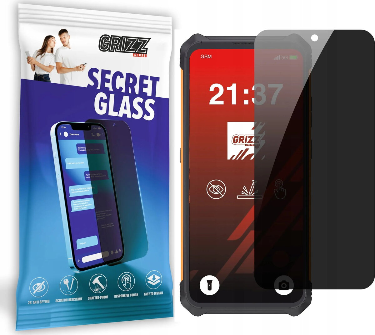 Privātuma rūdīts aizsargstikls GrizzGlass priekš Cubot